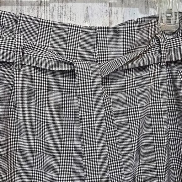 Zara Women's Plaid Trousers Dress Pants Size Small Black White Pull On Cuffs - Picture 11 of 15